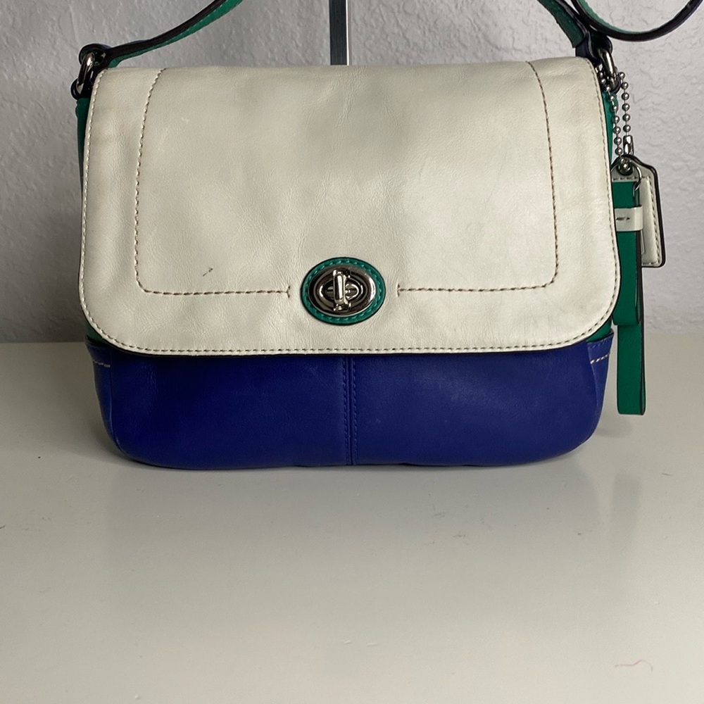 Coach White, Green and Blue Block Crossbody Bag